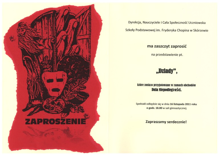 Jak Napisać Zaproszenie Na Przedstawienie Zaproszenie na przedstawienie "Dziady" | Szkoła Podstawowa im
