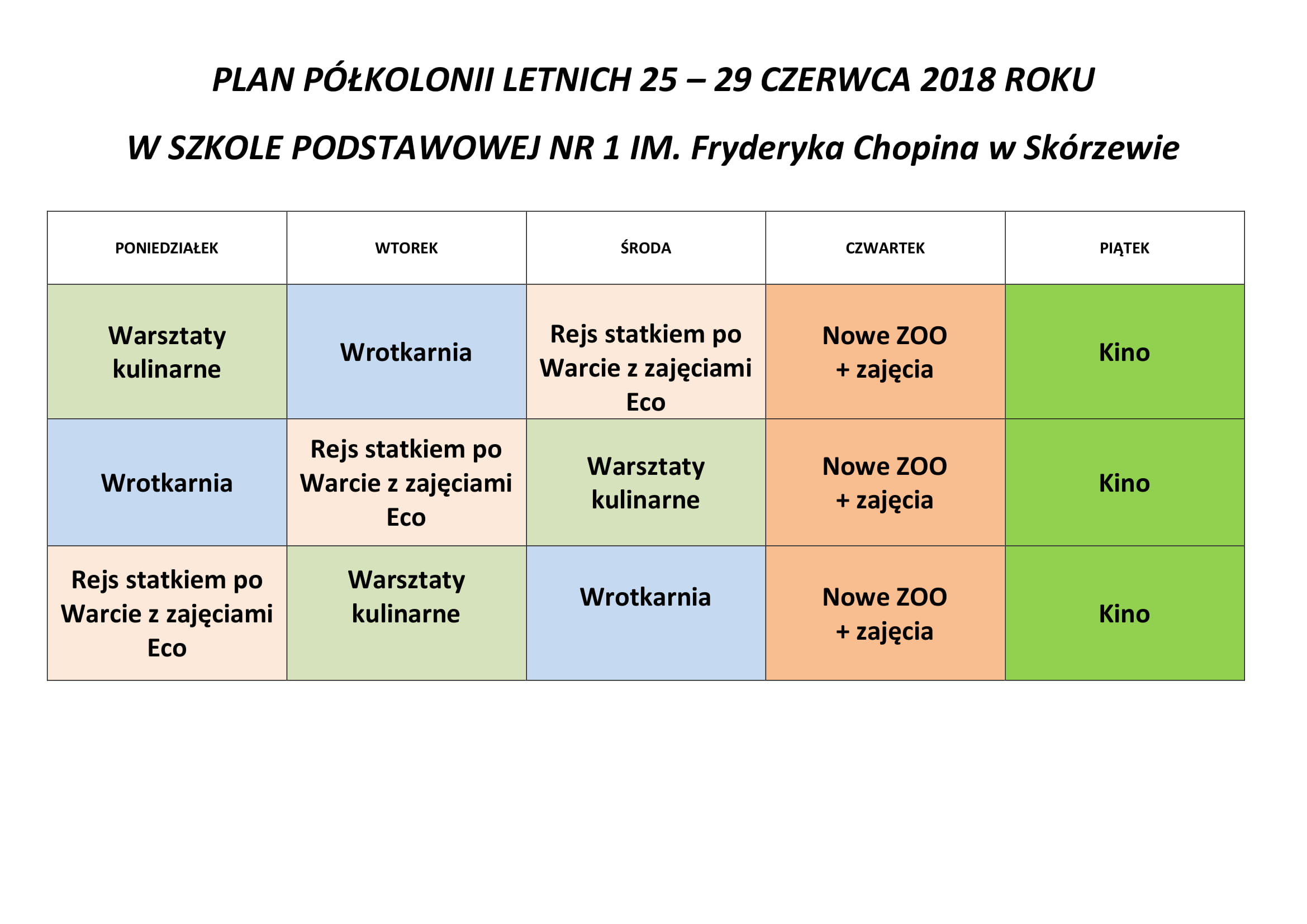 PLAN PÓŁKOLONII LETNICH 1